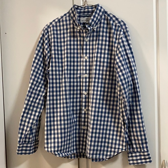 Old Navy Other - Old Navy shirt Mens small s blue white plaid long sleeve button dress shirt EUC
